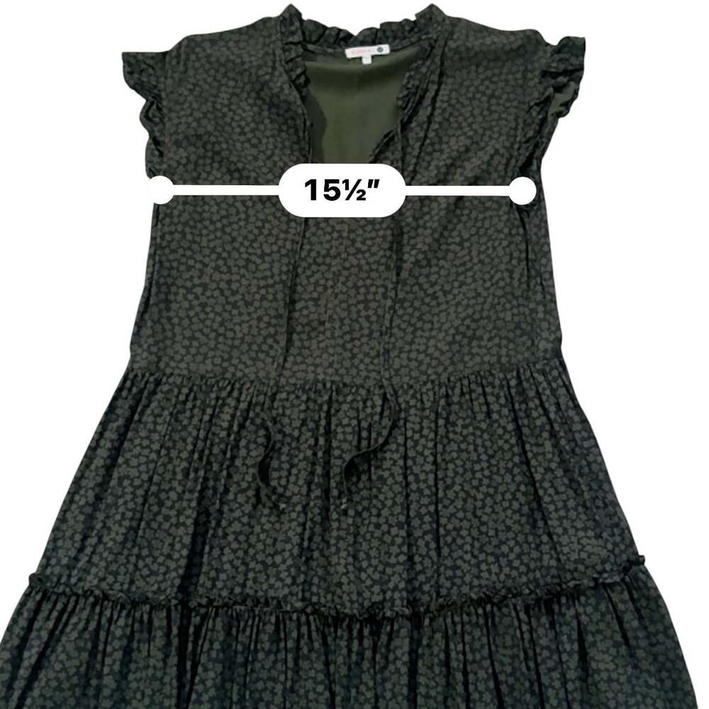 Sundry Olive Ditsy Floral Tiered Ruffle Mini Size S Cottagecore Wedding Guest - Picture 11 of 15